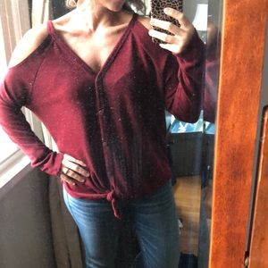 Cold shoulder sweater